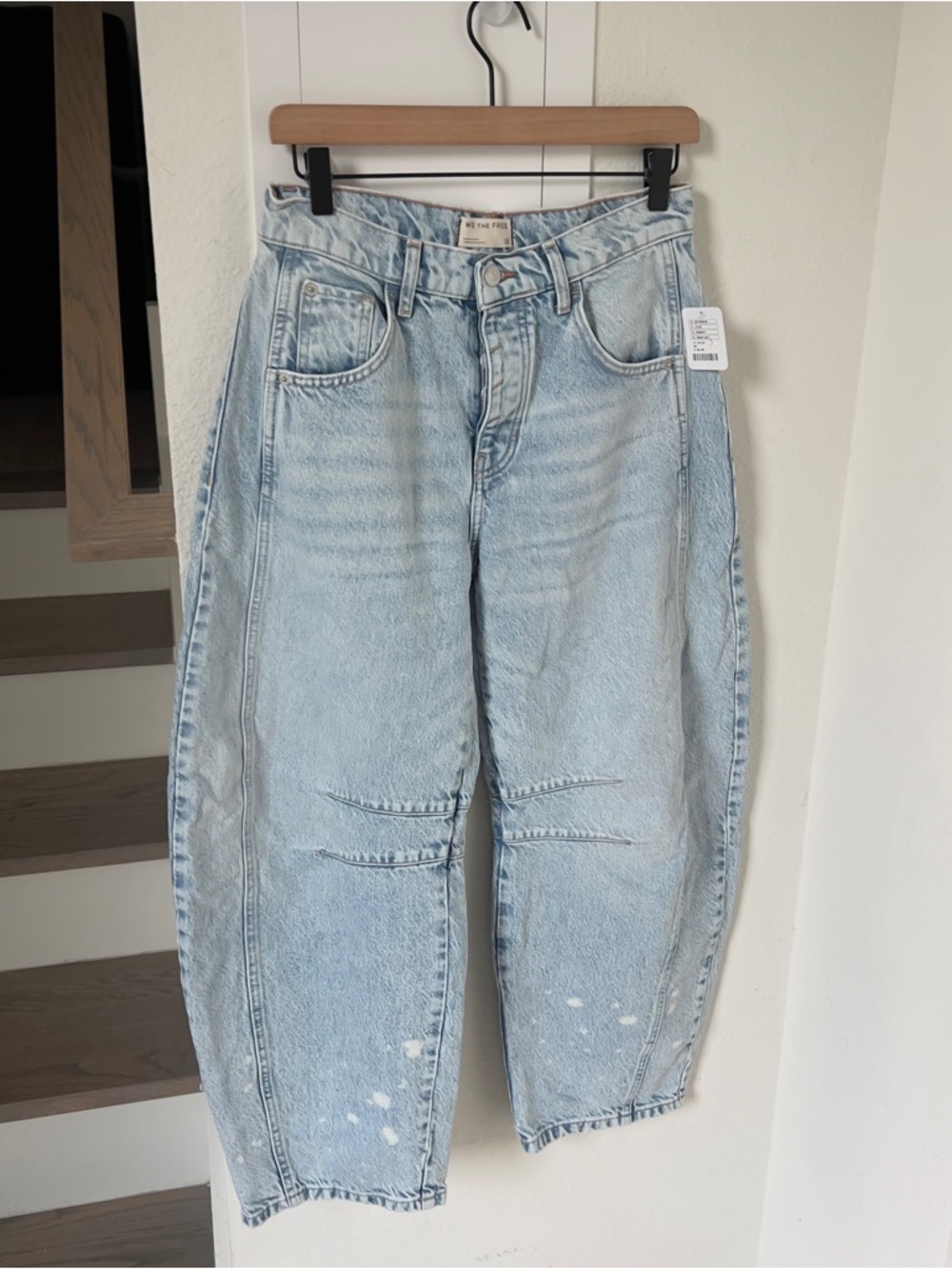 NWT Free People We The Free Good Luck Mid-Rise Barrel Jeans in Aegean - Picture 4 of 9
